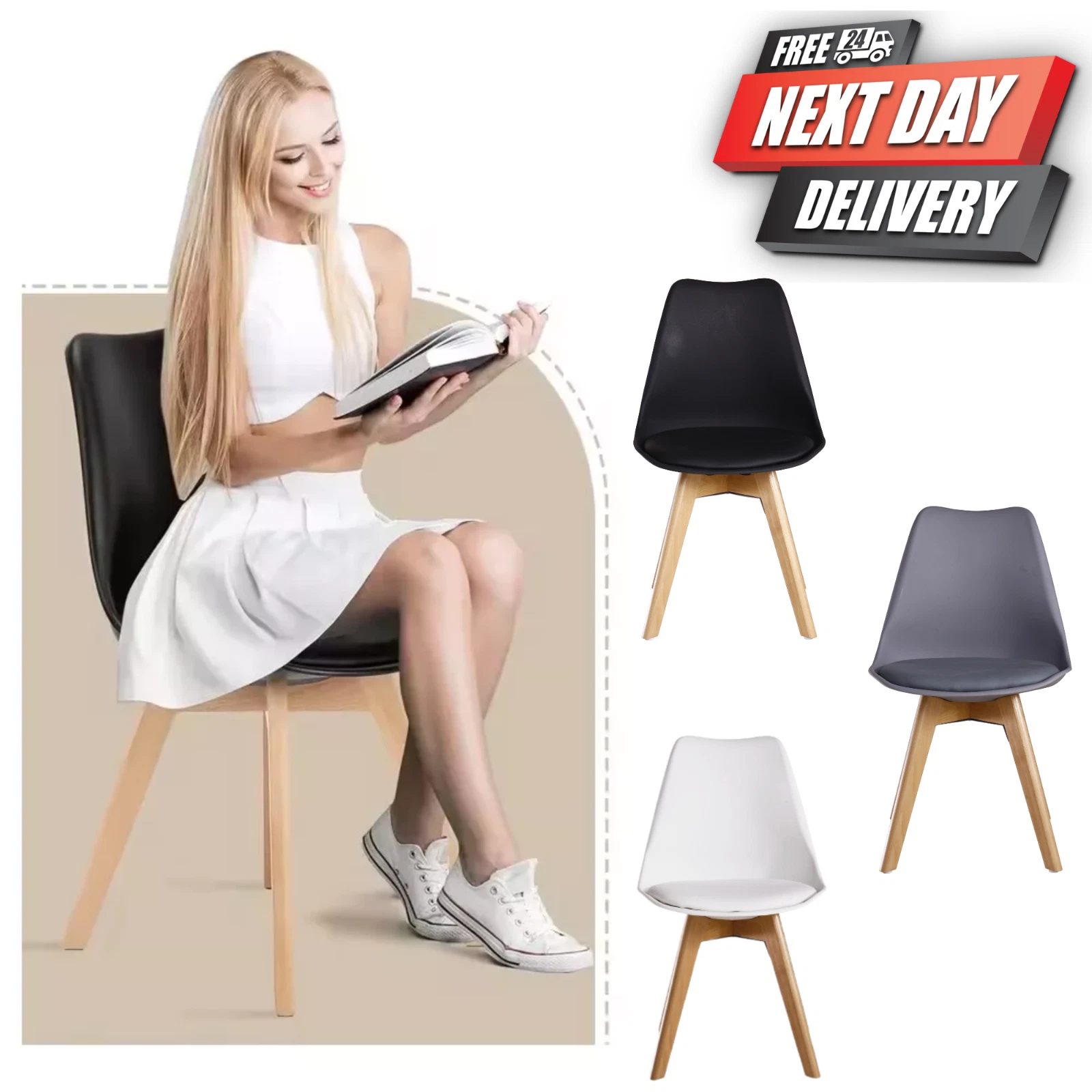 Tulip Dining Chair Eiffel Inspired Solid Wood Legs
